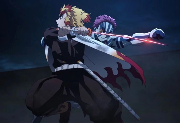 Vẽ Rengoku vs Akaza nghệ thuật đầy máu lửa