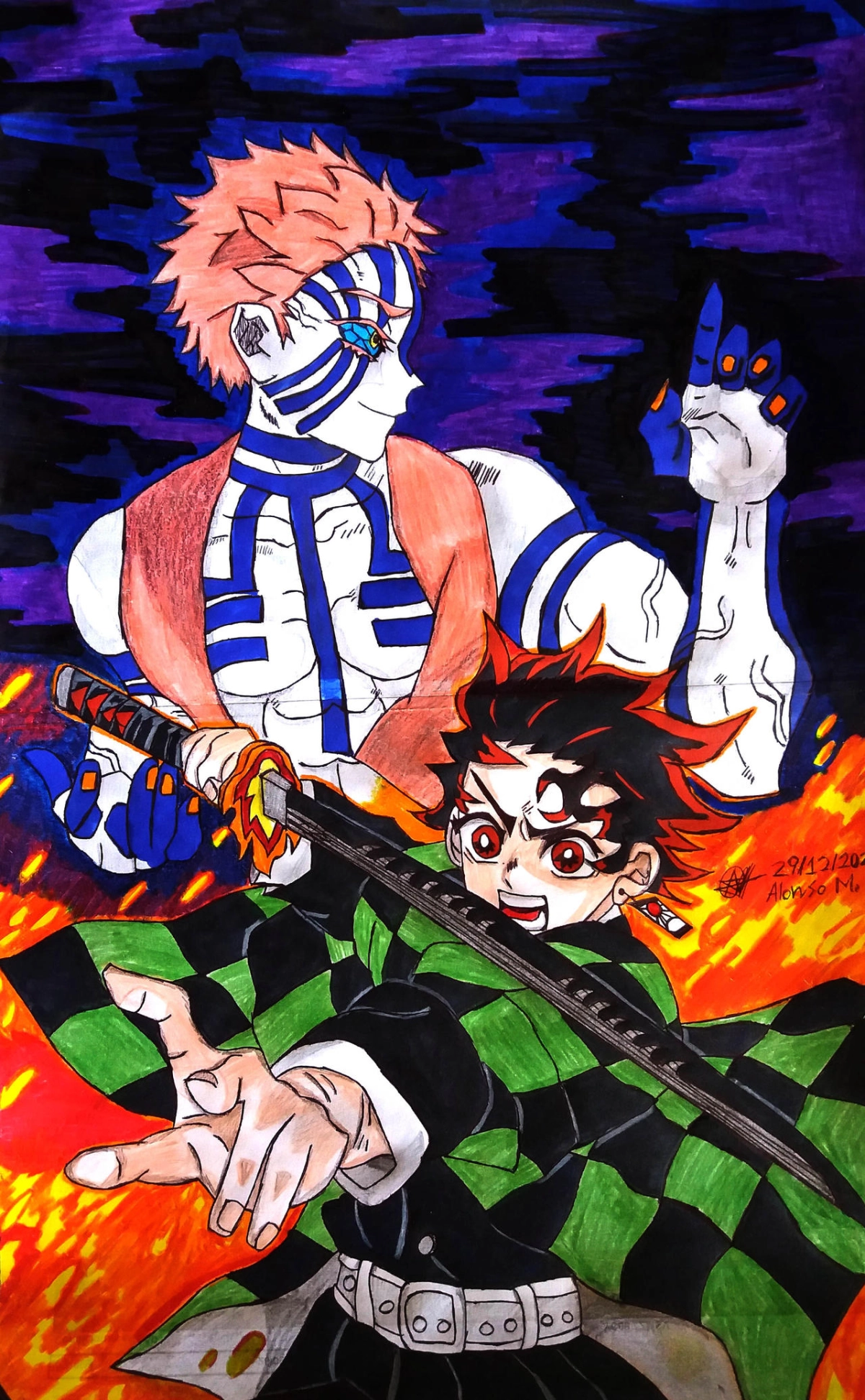 Tanjiro vs Akaza manga kịch tính từng khung tranh