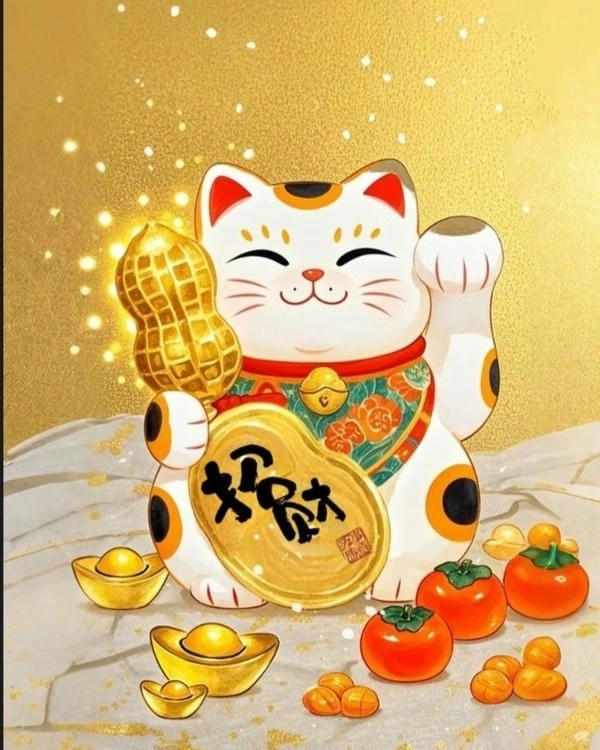 Avatar mèo thần tài vẫy tay nhìn rất cưng