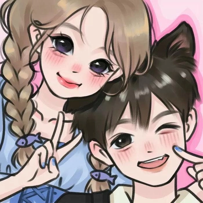 Hình chibi cặp đôi cute siêu dễ thương và lãng mạn