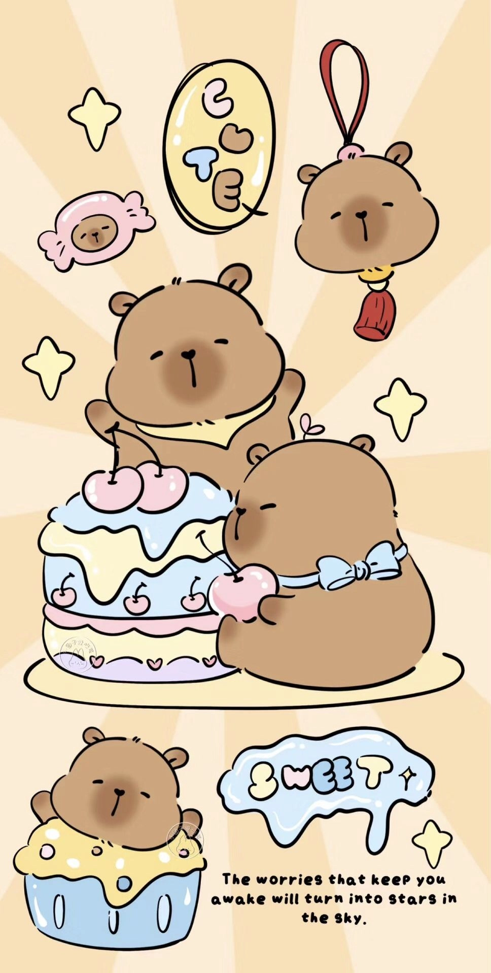 Hình nền Capybara màu hồng dễ chịu