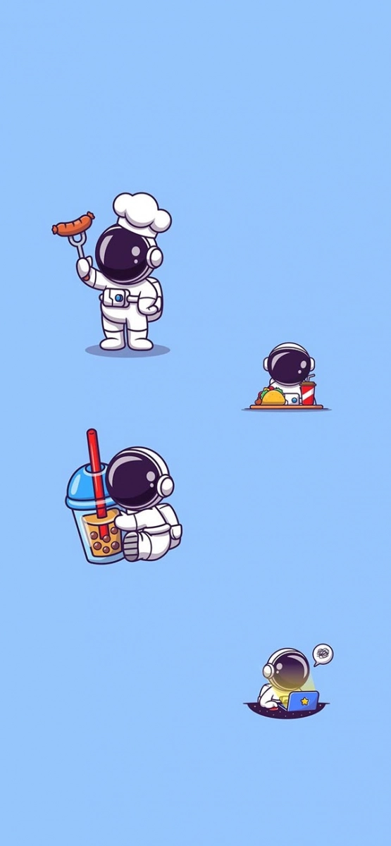 Hình nền ảnh phi hành gia chibi đẹp rực rỡ