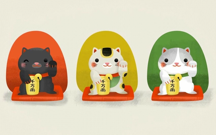 Hình nền mèo thần tài cute dễ thương lạ