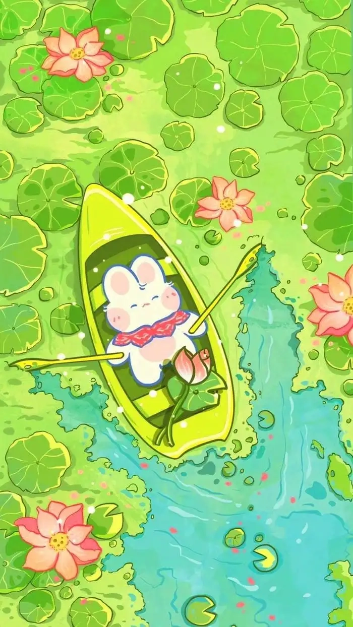 Hình nền thỏ chibi cute mang sắc thái vui nhộn sinh động