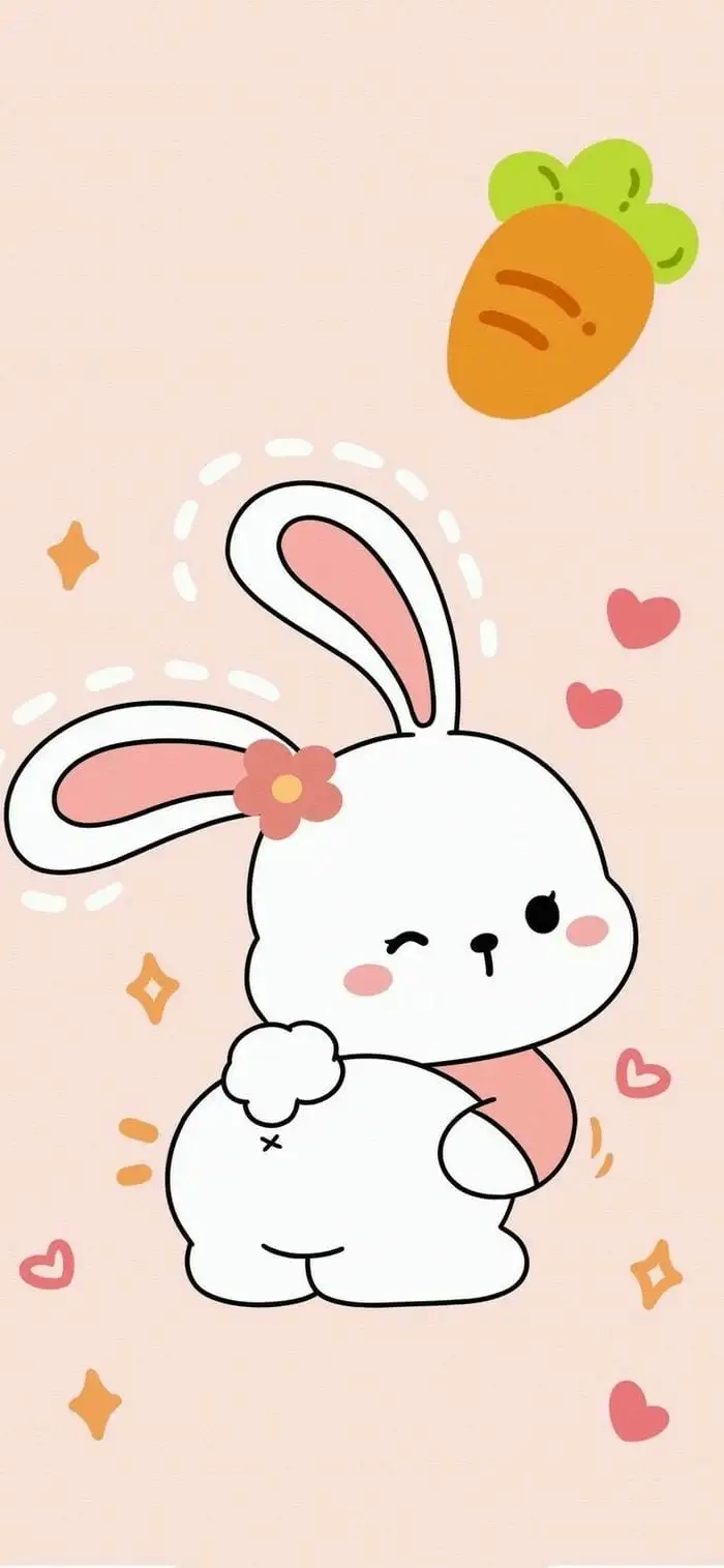 Hình nền thỏ hoạt hình rực rỡ dễ thương đáng yêu