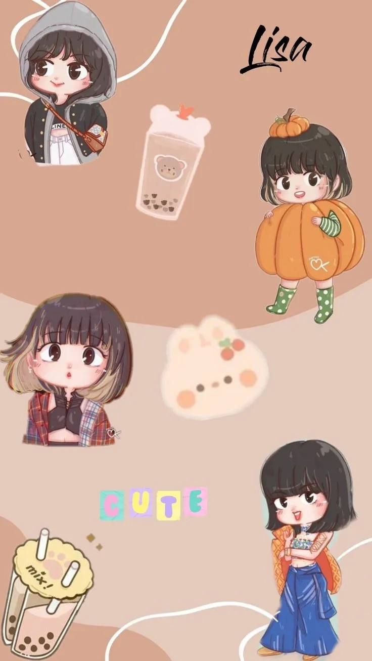 Hình nền Lisa chibi dễ thương làm wallpaper