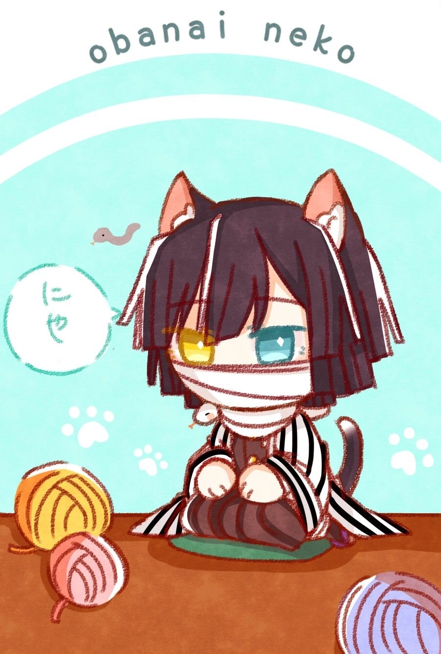 Hình Obanai chibi Xà Trụ trong phong cách dễ thương