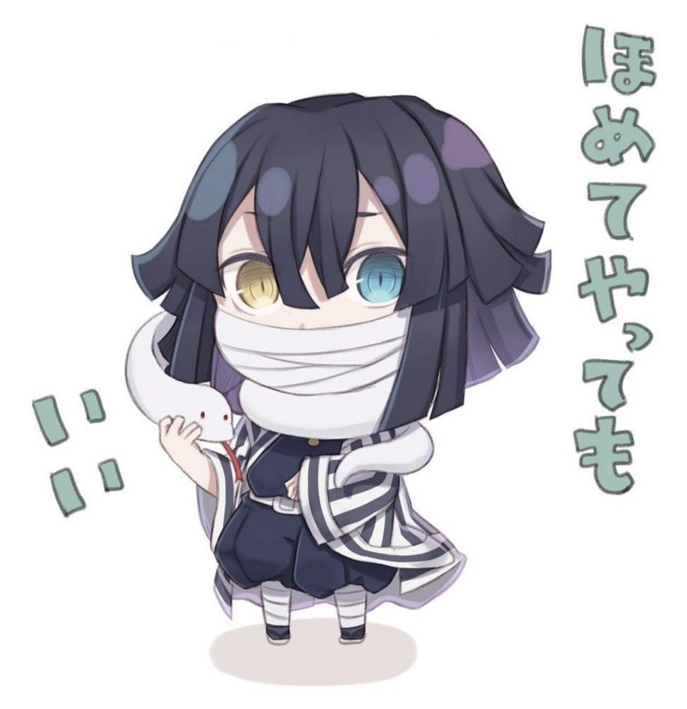 Obanai Iguro chibi Xà Trụ với Kaburamaru siêu cute