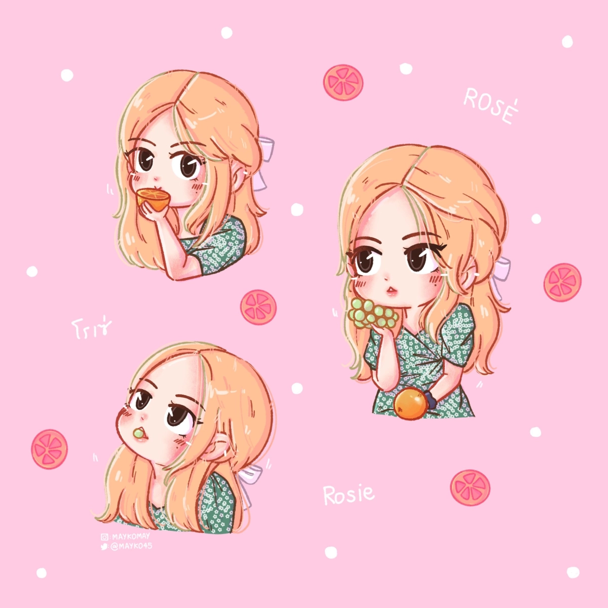 Rosé phiên bản chibi với nét vẽ đáng yêu