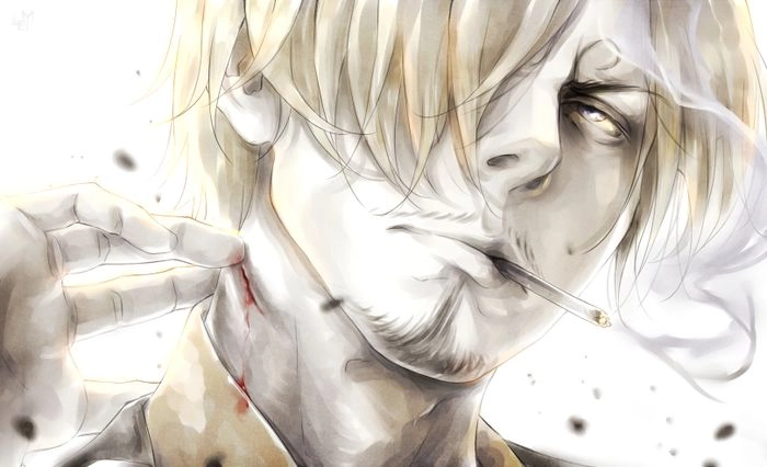 Sanji smoking điếu thuốc đặc trưng