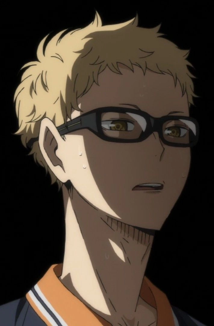 Anime Tsukishima Kei Tsukki với thần thái lạnh lùng