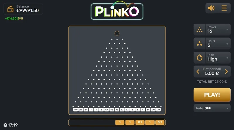 Cách chơi Plinko đơn giản, diễn biến nhanh, nhận thưởng lớn