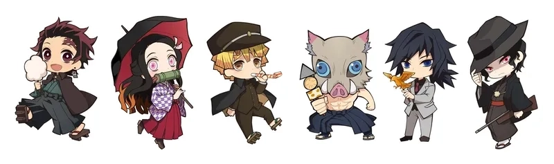 Demon Slayer chibi mang nét đáng yêu và sinh động.