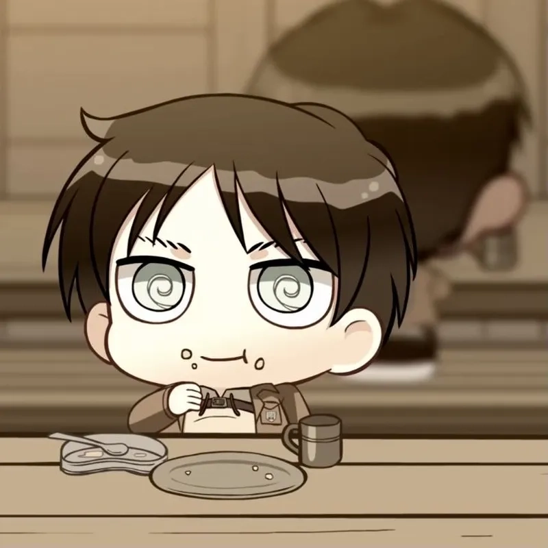 Chibi Eren mang nét đáng yêu khác biệt so với nguyên tác.