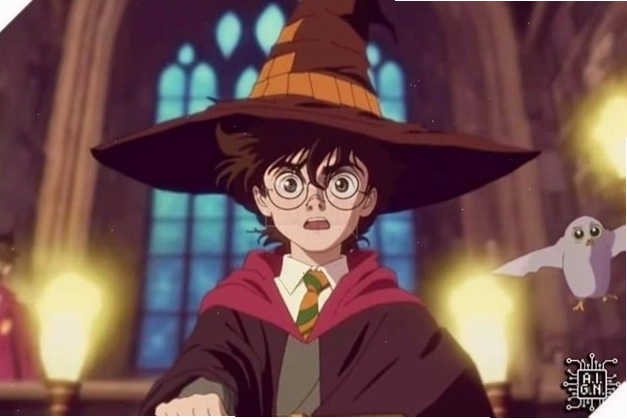 AI fanart Harry Potter phong cách anime
