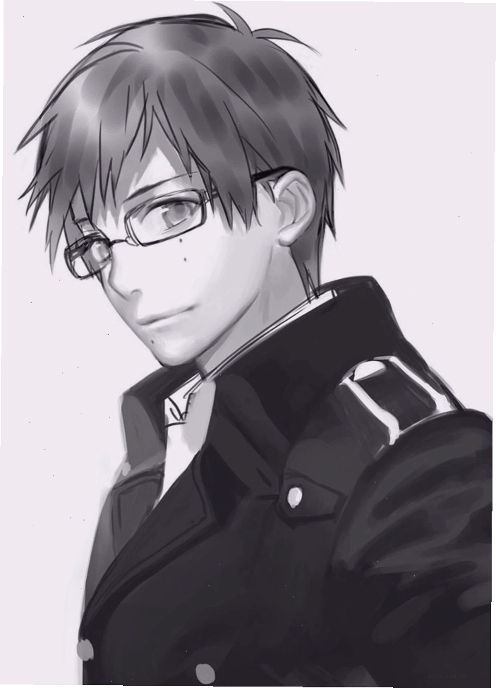 Ảnh Anime boy đen trắng đẹp nhất- nam đeo kính, toát lên vẻ trí thức