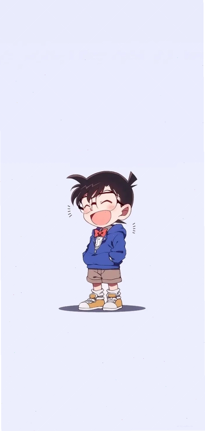 Ảnh anime Conan chibi dễ thương với biểu cảm tinh nghịch
