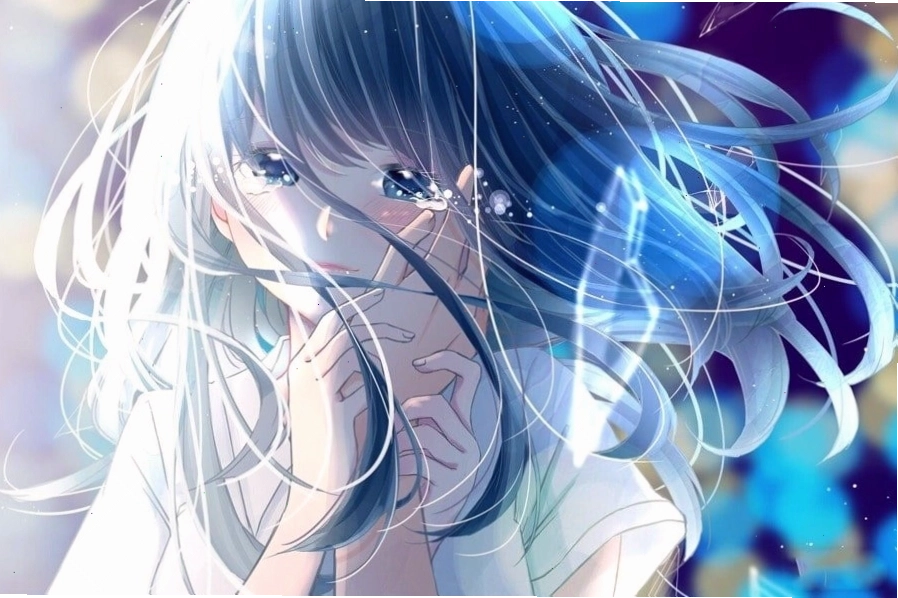 Ảnh anime girl khóc đẹp, thể hiện sự yếu đuối và tổn thương
