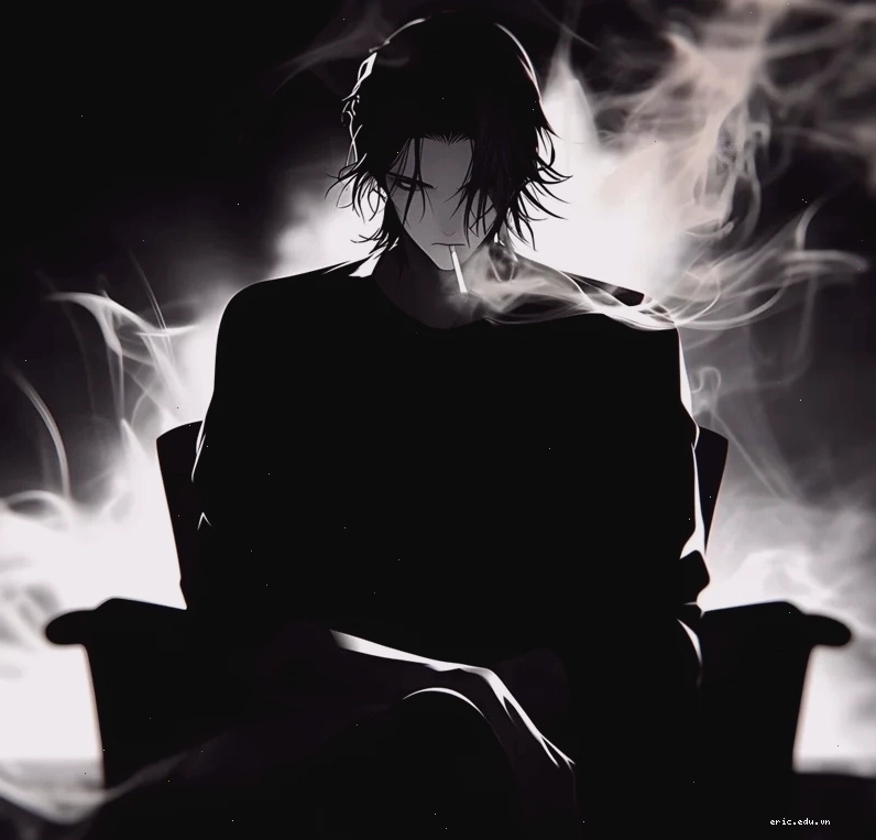 Ảnh anime nam đen trắng với nụ cười tỏa nắng
