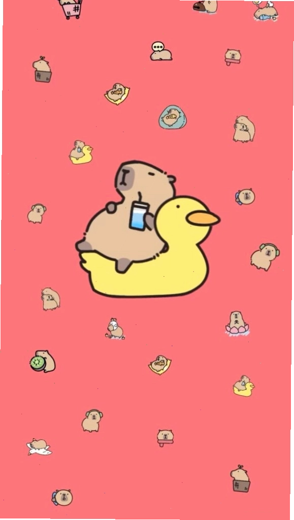 Ảnh avatar vô tri Capybara thư giãn trên phao vịt