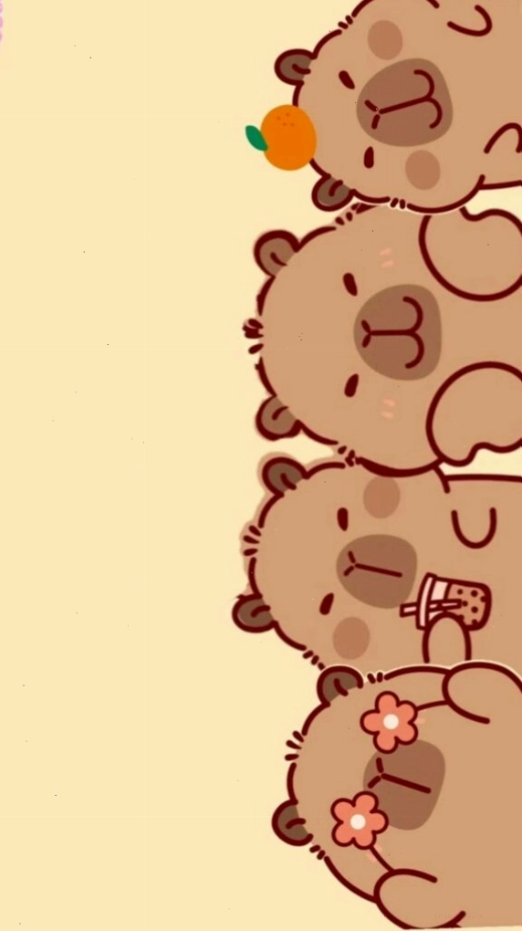 Ảnh avatar vô tri chú Capybara xếp hàng đáng yêu