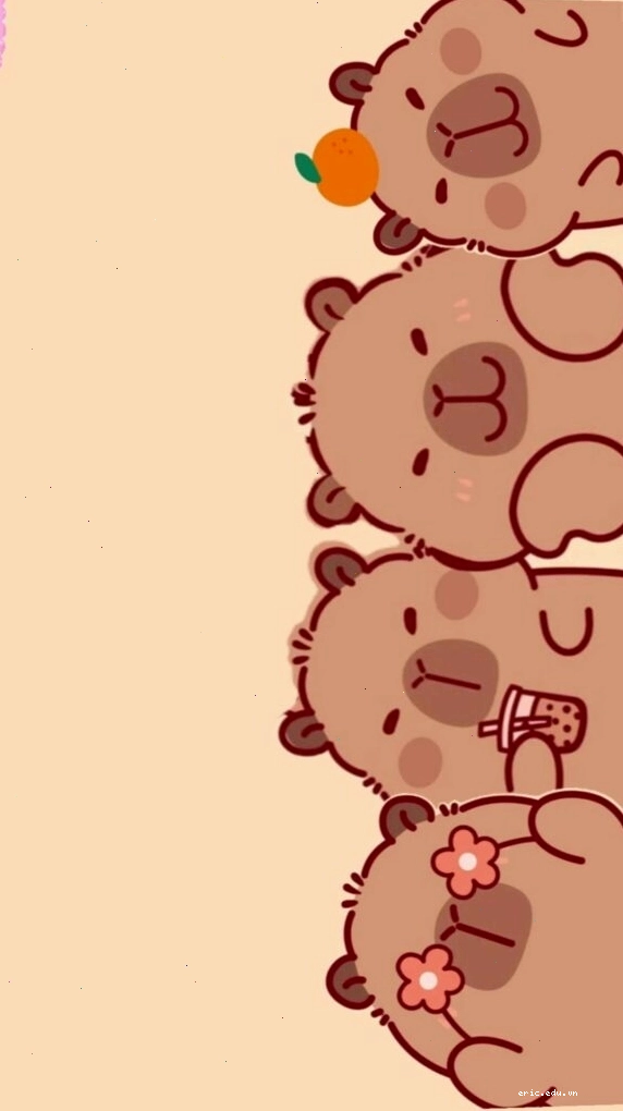 Ảnh Capybara xếp hàng với biểu cảm vô tri đáng yêu