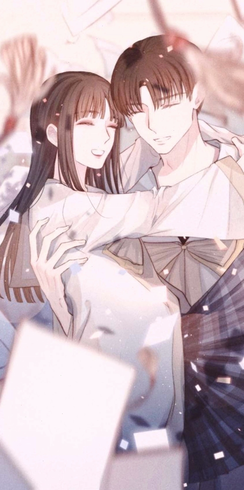 Ảnh đôi anime chibi với ánh mắt trao nhau tình tứ