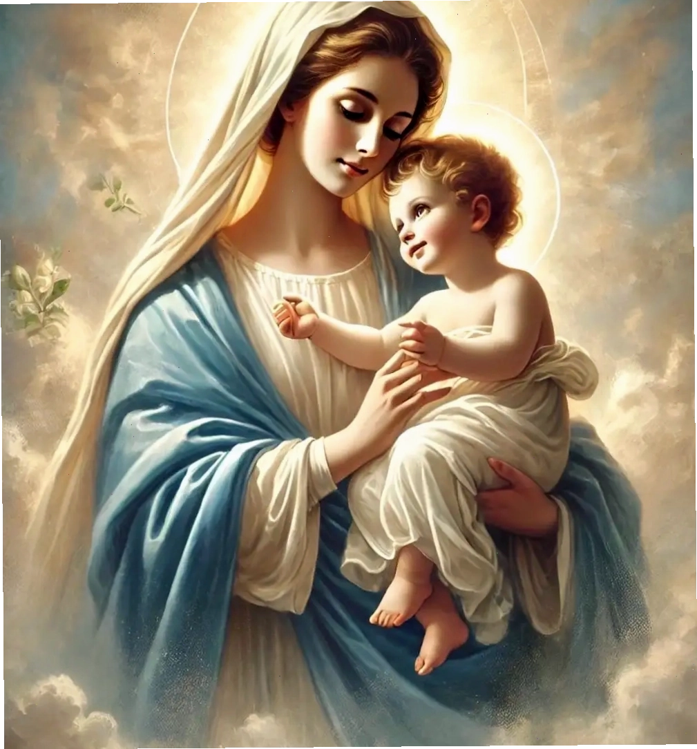 Ảnh Đức Mẹ Maria với Chúa Giêsu Hài Đồng, biểu tượng của tình Mẹ Thiên Chúa