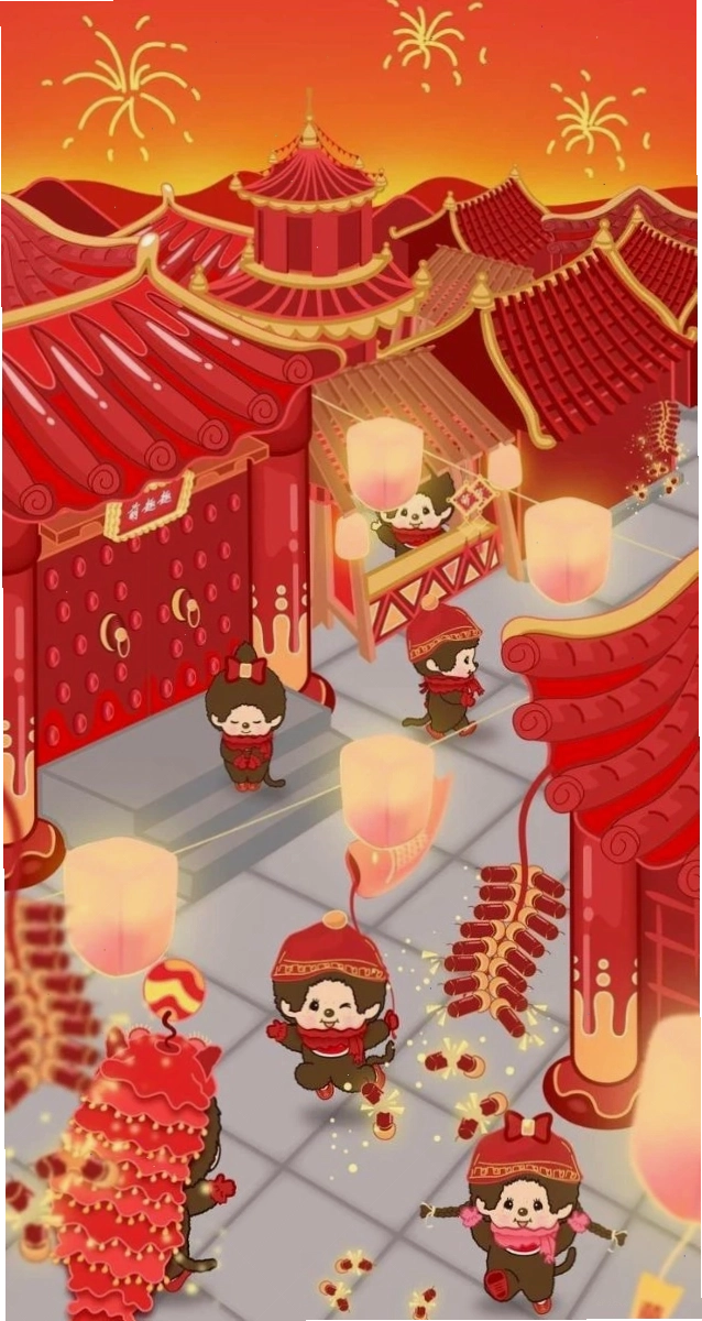 Ảnh nền điện thoại Tết anime với bánh chưng