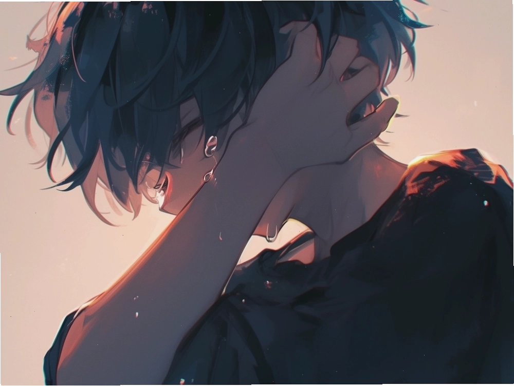 Anime biểu cảm buồn bã nhưng vẫn giữ nét đẹp tinh tế