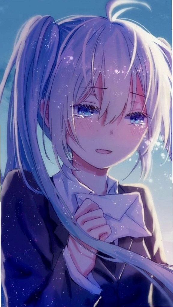 Anime girl với đôi mắt đẫm lệ, vẻ đẹp buồn lãng mạn