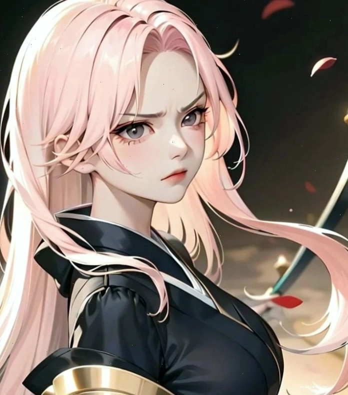 Anime nữ tóc hồng lạnh lùng với phong thái tự tin và khí chất