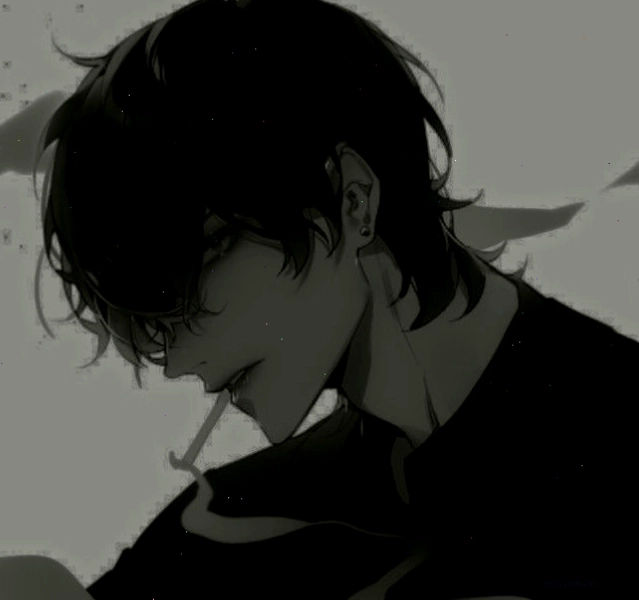 Avatar anime nam đen trắng với ánh nhìn sắc bén
