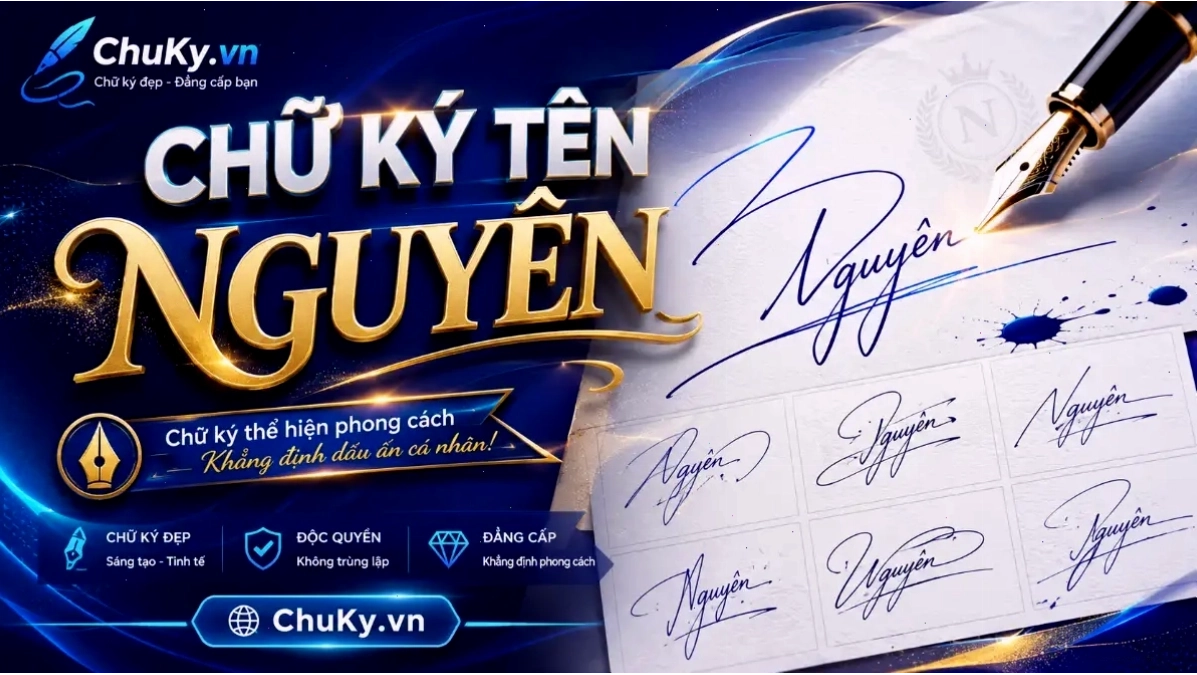 Avatar chữ M tên Nguyên với nét chữ thư pháp