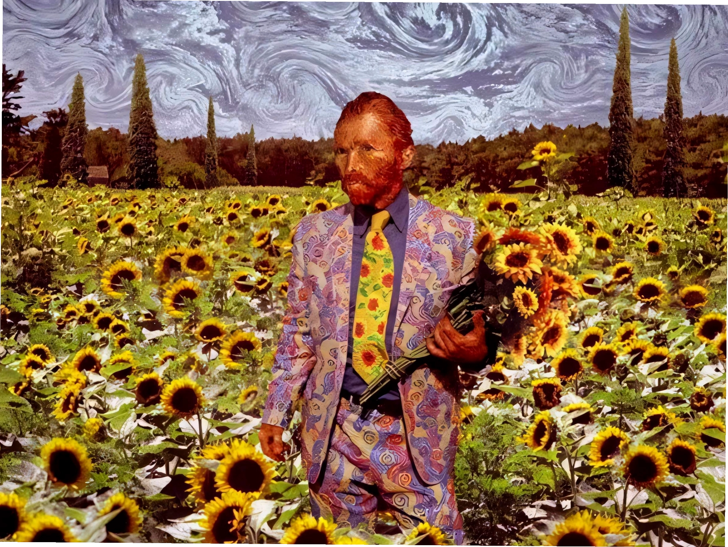 Avatar hoa hướng dương theo phong cách nghệ thuật Van Gogh đầy ấn tượng