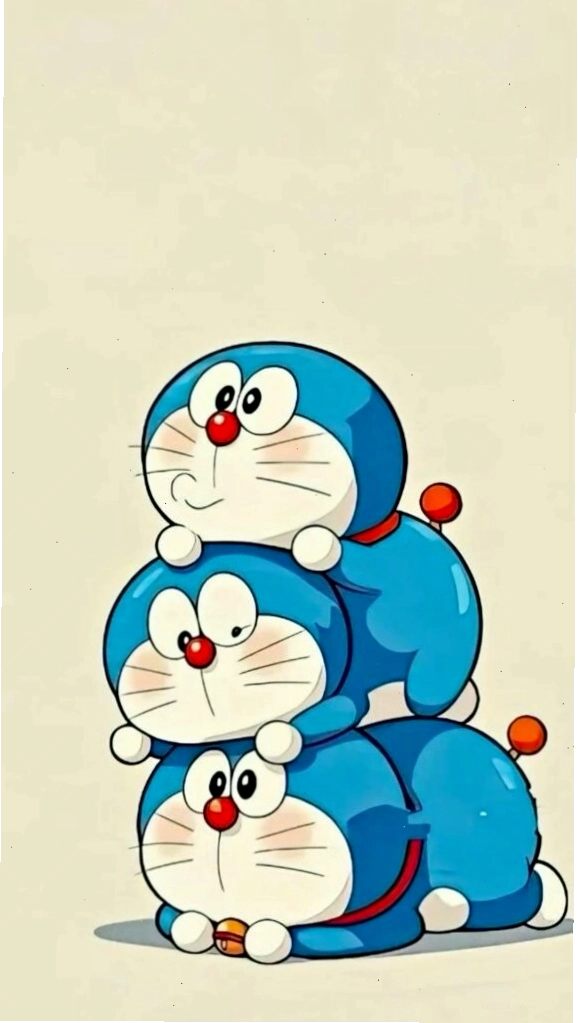 Ba tư thế Doraemon chồng lên nhau, hình nền độc đáo
