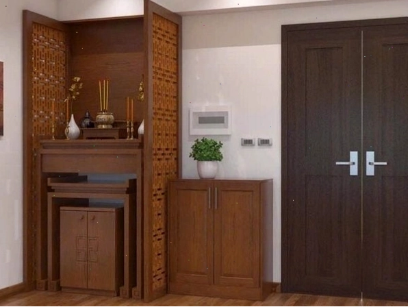 Bàn thờ gia tiên bằng gỗ tự nhiên với hai cấp