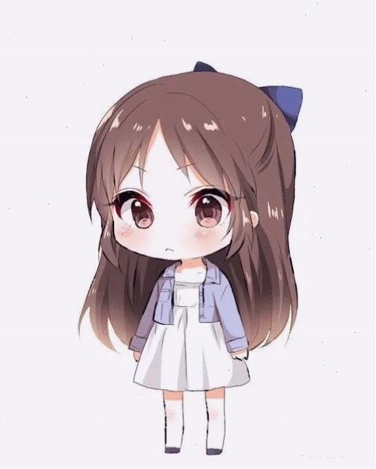 Bé gái chibi tóc ngắn đáng yêu mặc áo phông