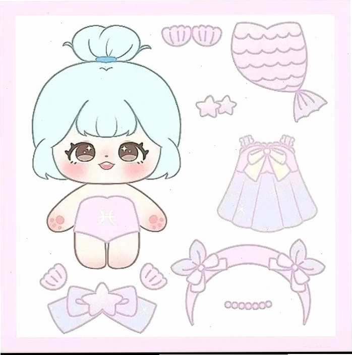 Bộ sưu tập búp bê giấy anime chibi đầy đủ phụ kiện