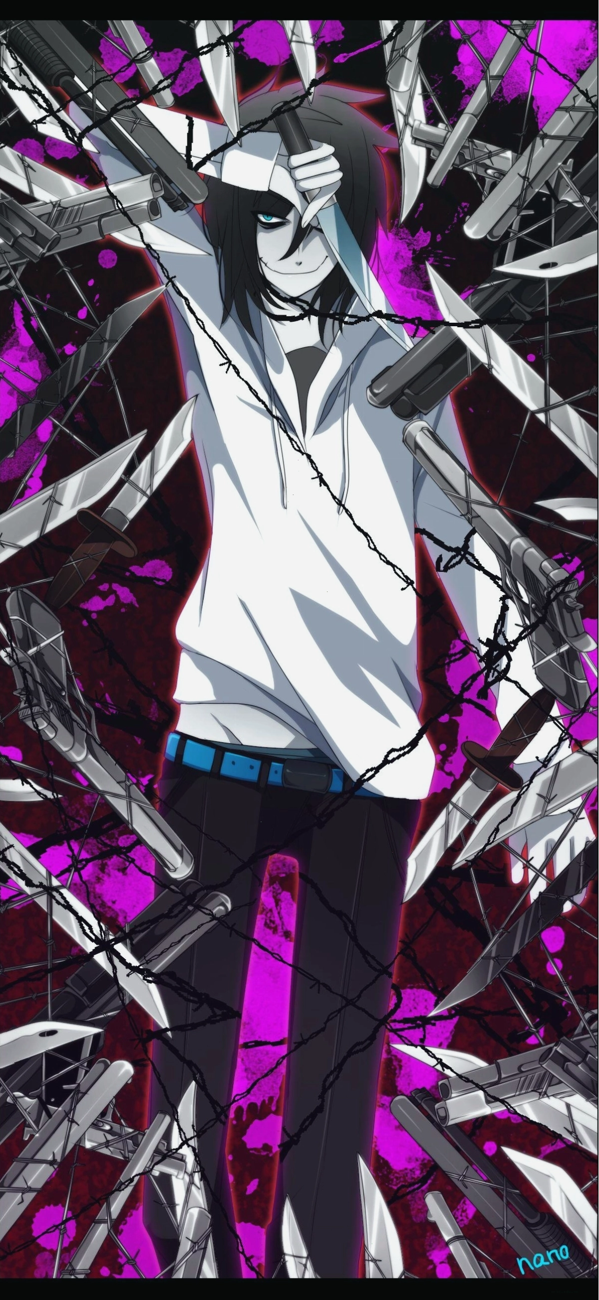 Bức tranh Jeff the Killer anime với tông màu u tối