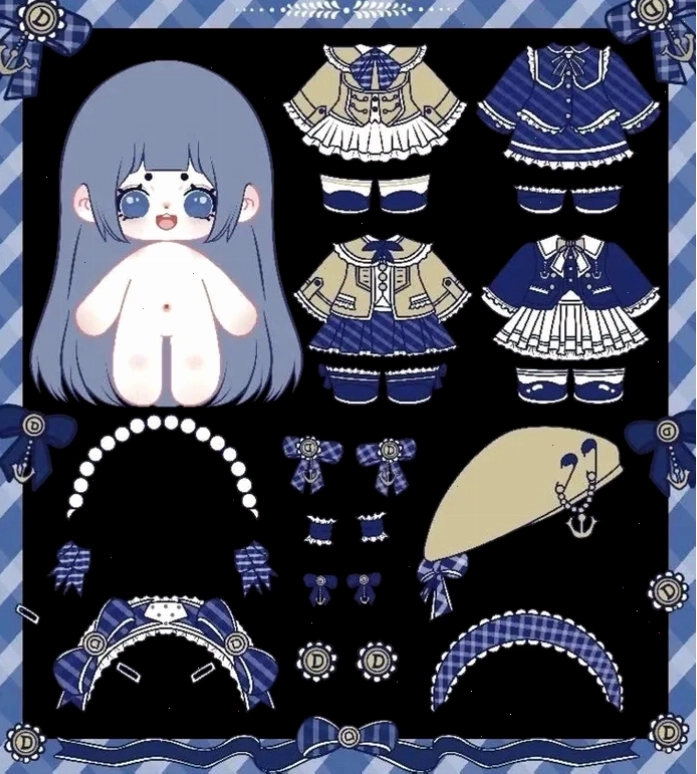 Búp bê giấy anime chibi với biểu cảm đa dạng