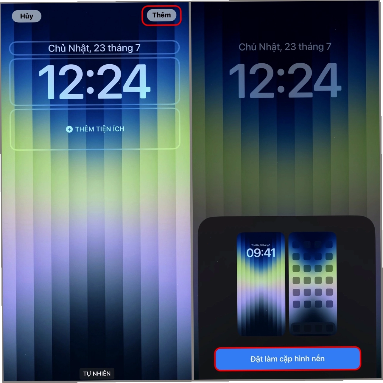 Cài đặt hình nền sọc màn hình cho iPhone qua Cài đặt