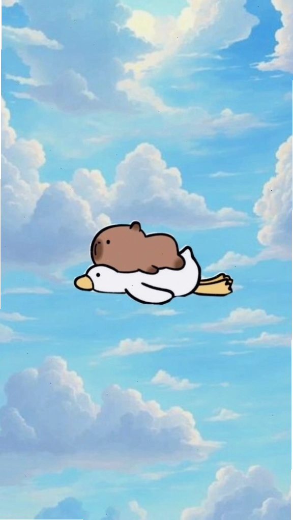 Capybara lướt đi trên mây trắng, trông thật vô tư