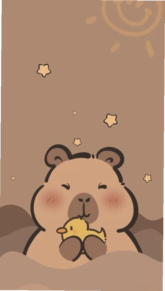 Capybara ôm chú vịt vàng, vẻ mặt vẫn đơ