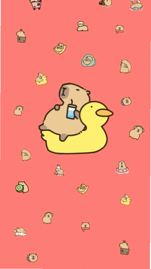 Capybara thư giãn trên phao hình vịt, tận hưởng không gian