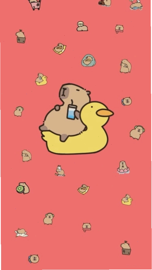 Capybara thư giãn trên phao vịt, biểu cảm vô tri