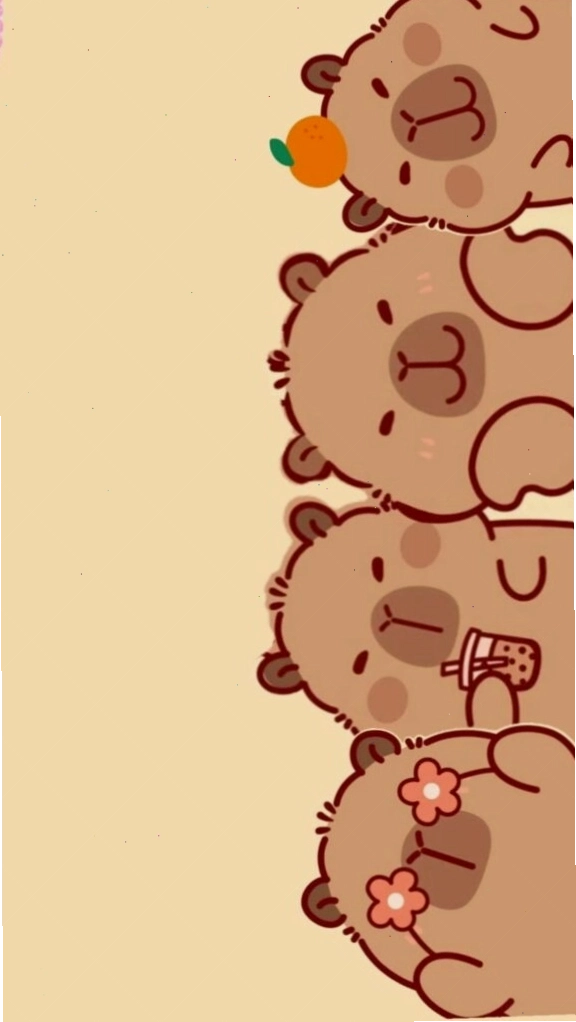 Capybara xếp hàng vô tri, đáng yêu