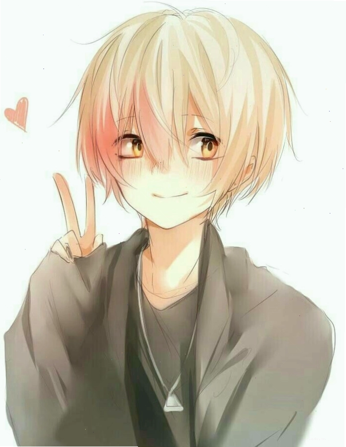 Chàng trai anime cute với mái tóc nâu và đôi mắt to tròn