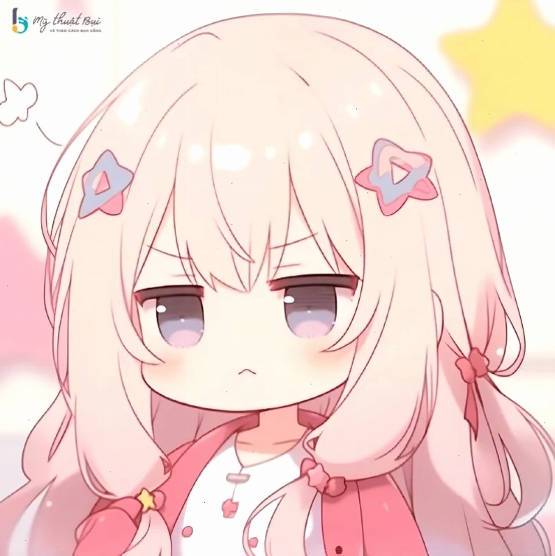 Chibi nữ dễ thương đang thưởng thức đồ ngọt