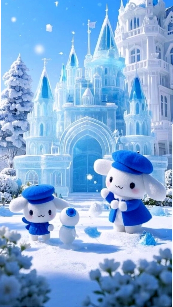 Cinnamoroll dạo chơi trong lâu đài băng tuyết lung linh
